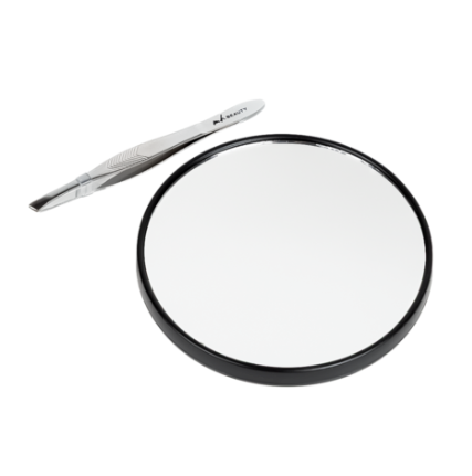 ESPEJO CON AUMENTO 10X Y PINZA - MH BEAUTY